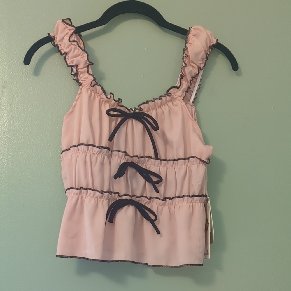 Elegant Pink Bow-Accent Camisole